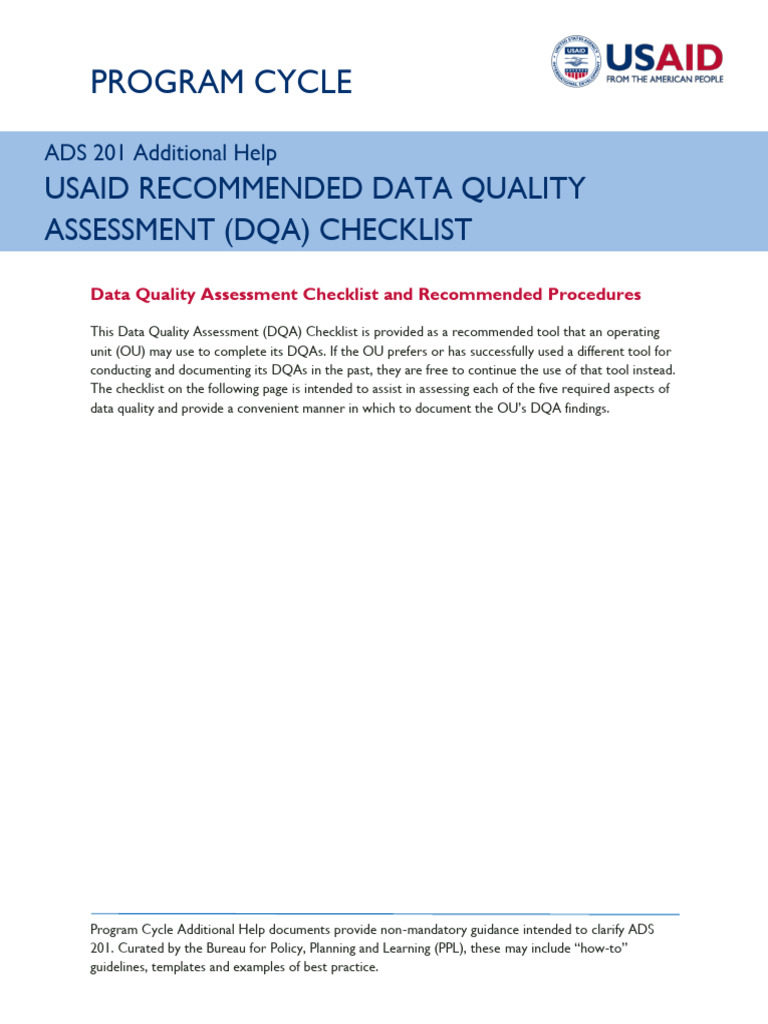Ah-Dqa-Checklist Final2021 1 | PDF | Accuracy And Precision | Data ...
