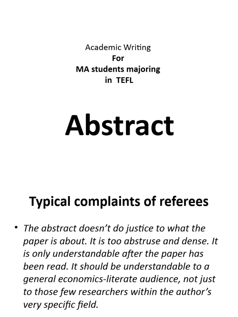 4 Abstract Academic Writing For Class | PDF | Pedagogy | English As A ...