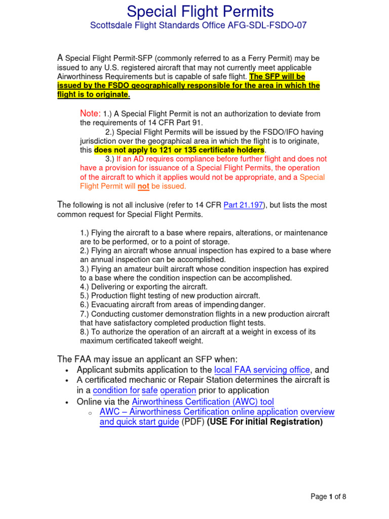 Special Flight Permit Application Guide | PDF | Federal Aviation ...