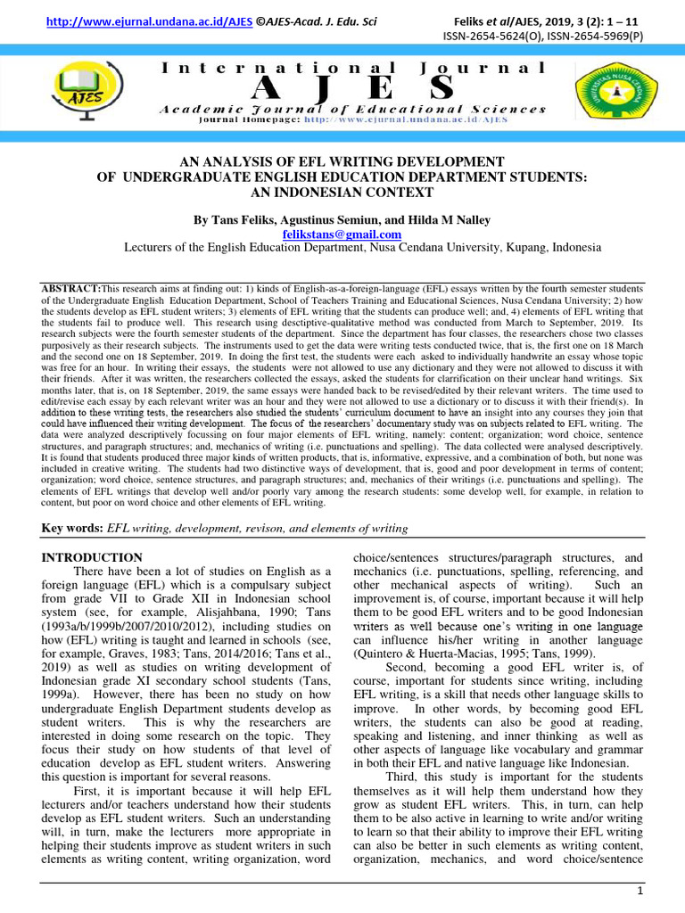 EFL Writing Development in Indonesia | PDF | English As A Second Or ...