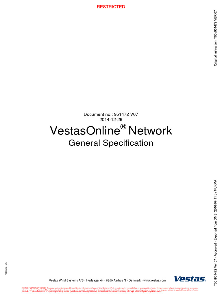VestasOnline® Network Specifications | PDF | Fiber Optic Communication ...