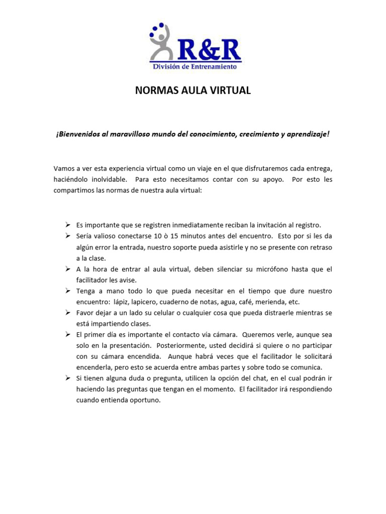 Normas para el Aula Virtual | PDF | Crecimiento personal y profesional ...