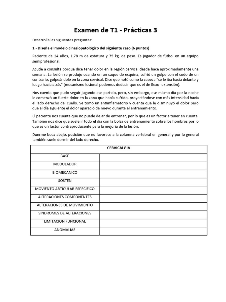Examen T1 - PF3 - 2024 | PDF | Tobillo | Rodilla