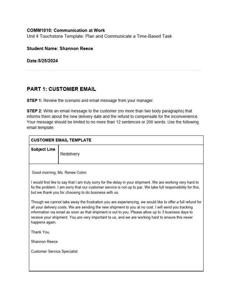 Template For Unit 4 Touchstone - Communication at Work | PDF | Software ...