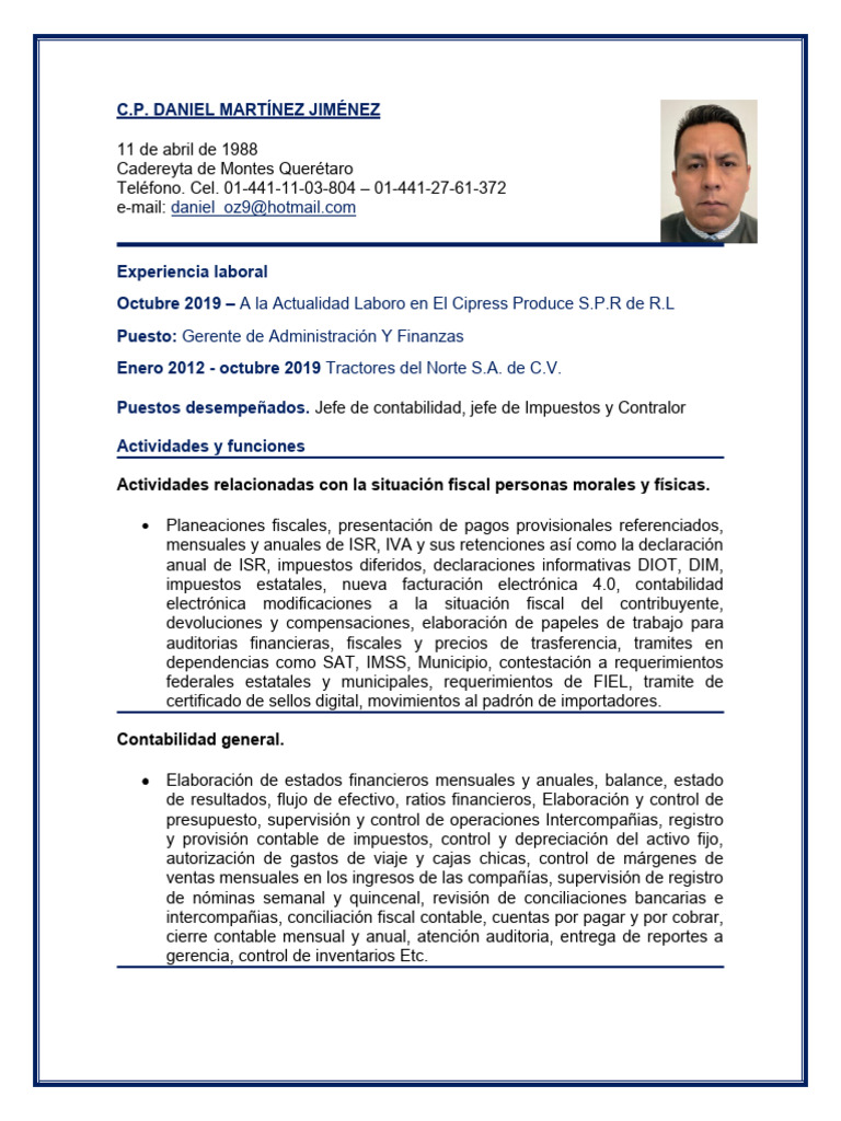 Currículum de Daniel Martínez Jiménez | PDF | Contador | Contabilidad