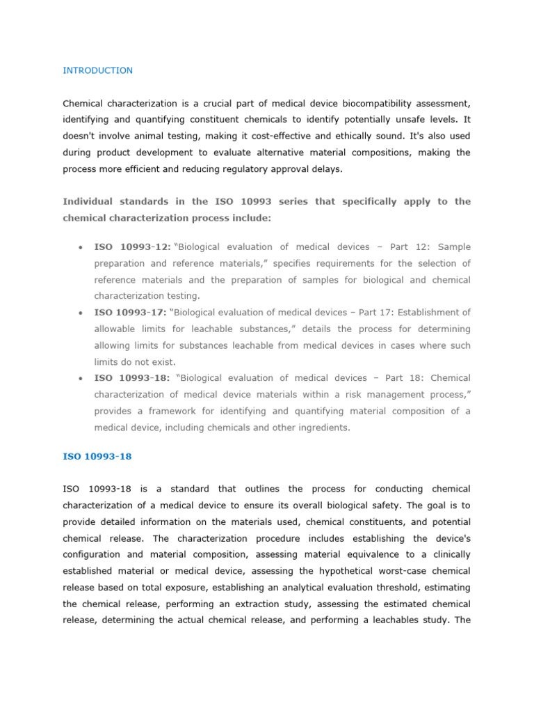 ISO 10993 Chemical Characterization Guide | PDF | Medical Device ...