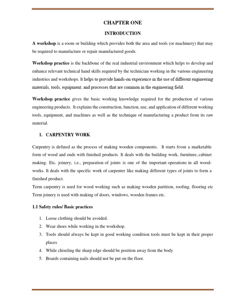 Workshop Practice Ch 1 Pdf Scaffolding Woodworking