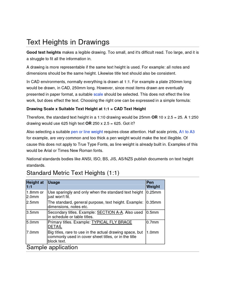 Standard Text Heights in AutoCAD | PDF