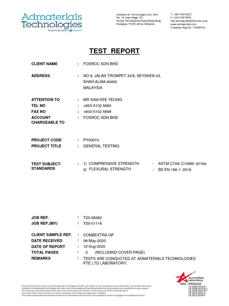 CONBEXTRA GP Testing Report Summary | PDF | Building Engineering ...