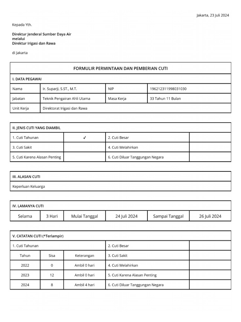 Formulir Cuti 46490 2 Pdf