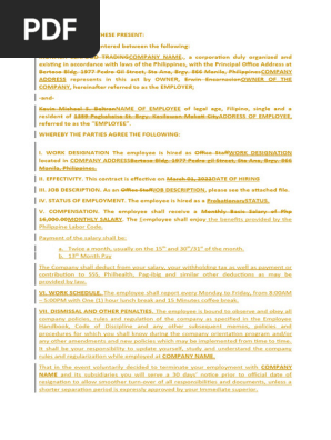 WORK CONTRACT TEMPLATE