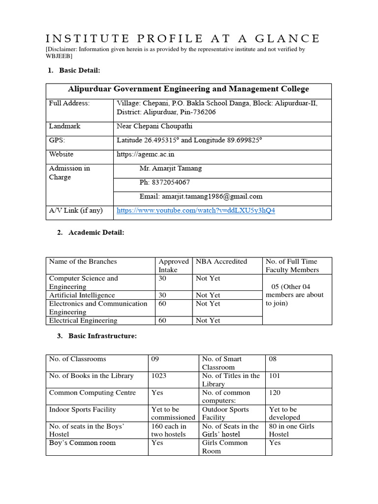 Alipurduar Government Engineering College Overview | PDF | Engineering ...