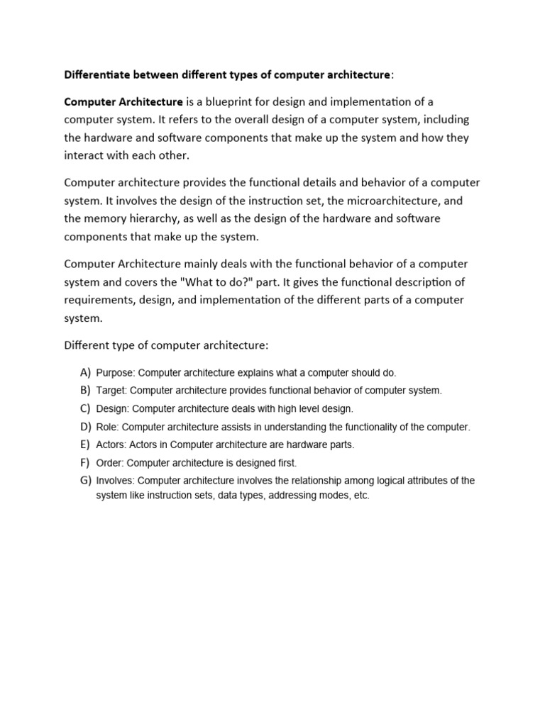 Types of Computer Architecture Explained | PDF | Assembly Language ...