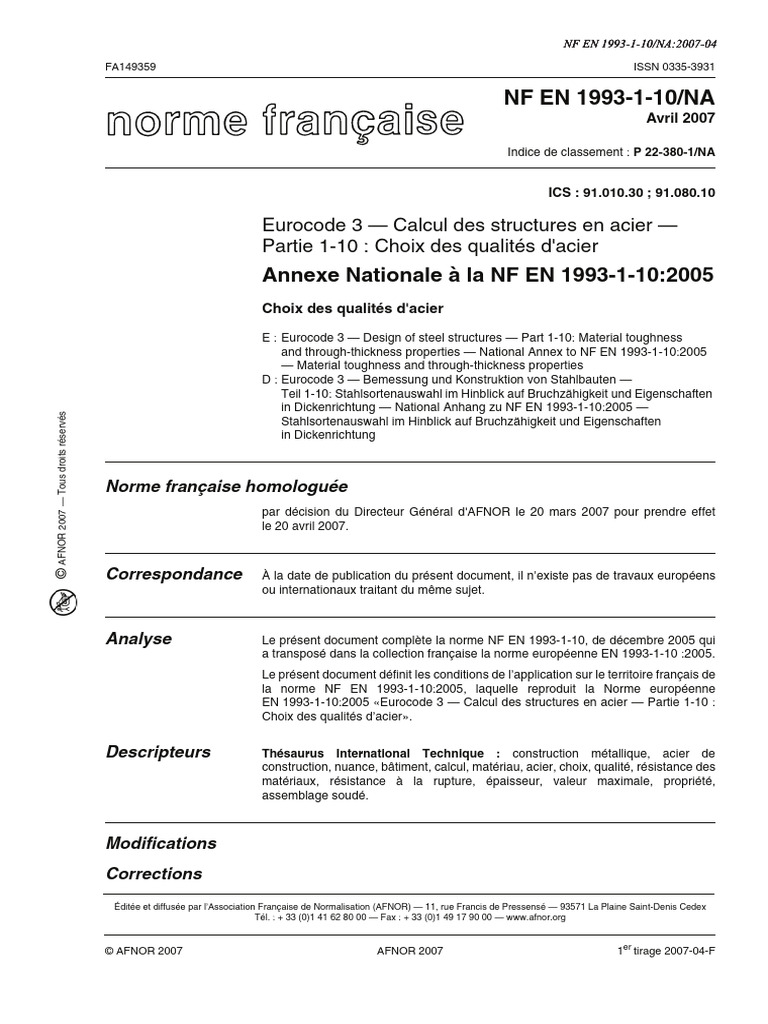Choix des qualités d'acier en Eurocode 3 | PDF | Acier | Ingénierie