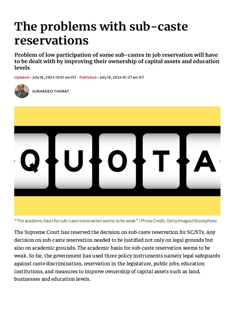 Sub-Caste Reservation: Legal and Academic Insights | PDF | Dalit | Caste