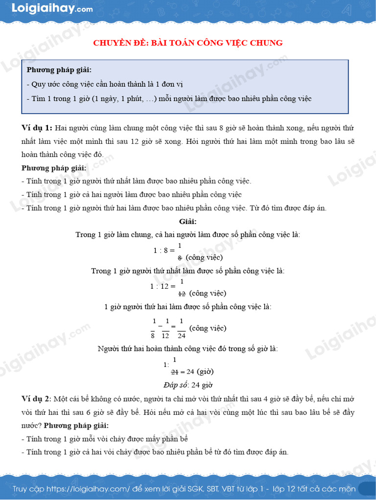 Dang Toan Cong Viec Chung Cong Viec Rieng Lop 5 Toan Nang Cao ...