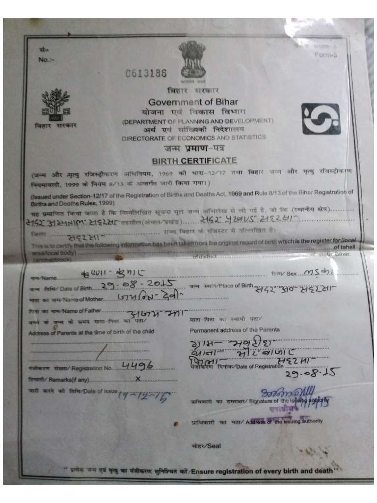 Krishna Birth Certificate | PDF