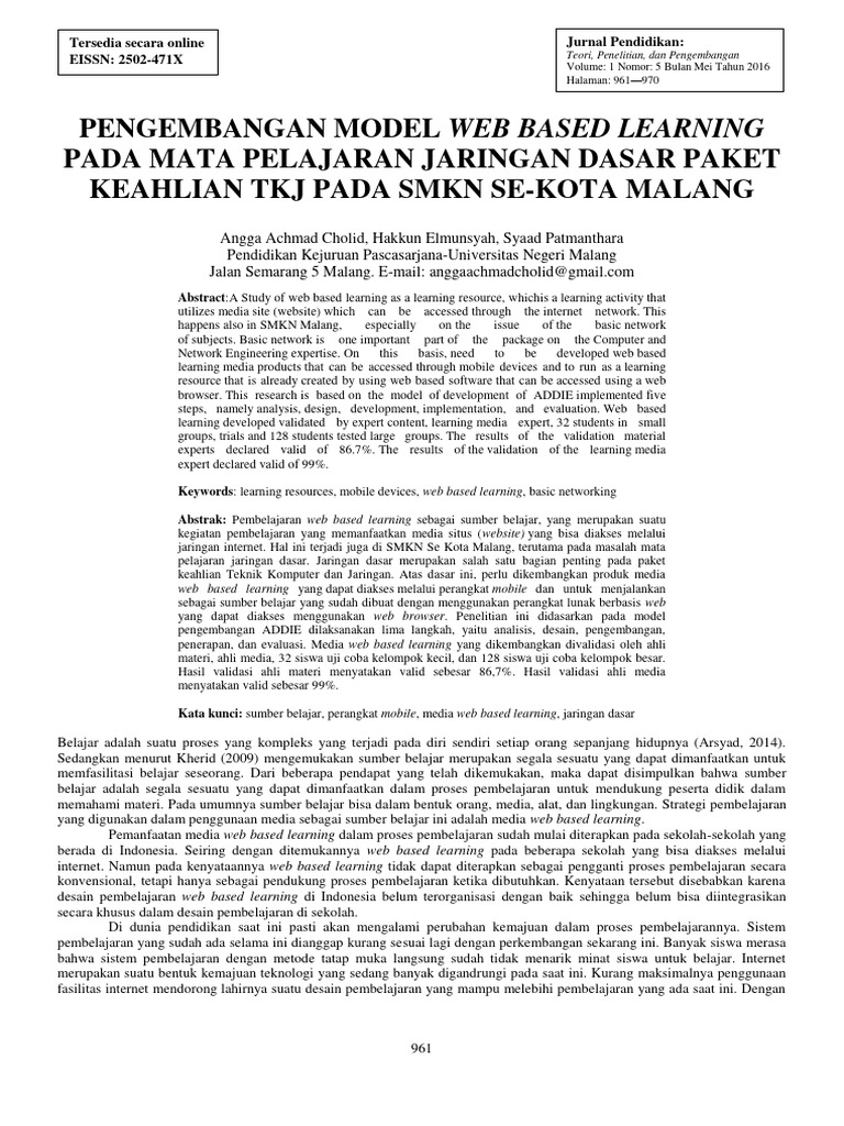Pengembangan Model Web Based Learning Pa | PDF | Komputer