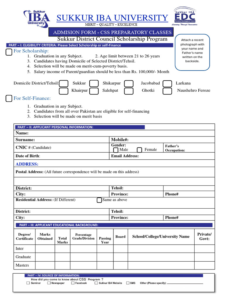 CSS Admission Form | PDF