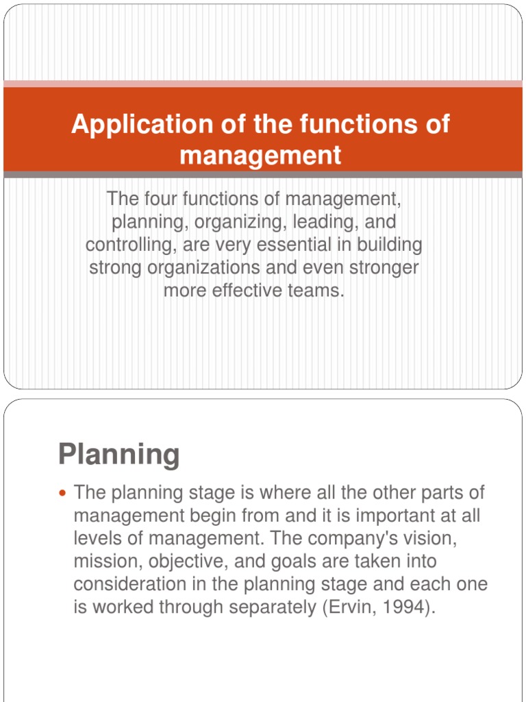 Application of The Functions of Management | PDF | Goal | Evaluation