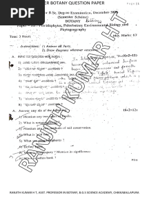3rd Sem B.Sc. Botany Previous Years Question Papers