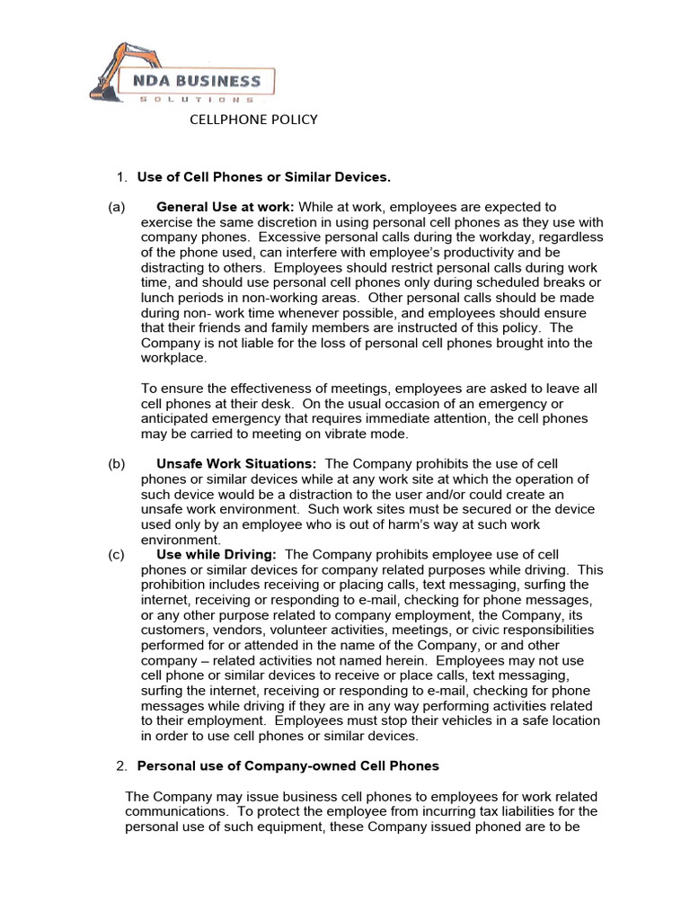 CELL PHONE AND ELECTRONIC DEVICE POLICY intelligence overview