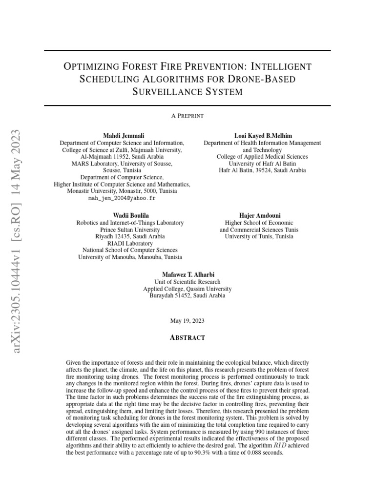 Drone Algorithms for Forest Fire Monitoring | PDF | Wildfire ...