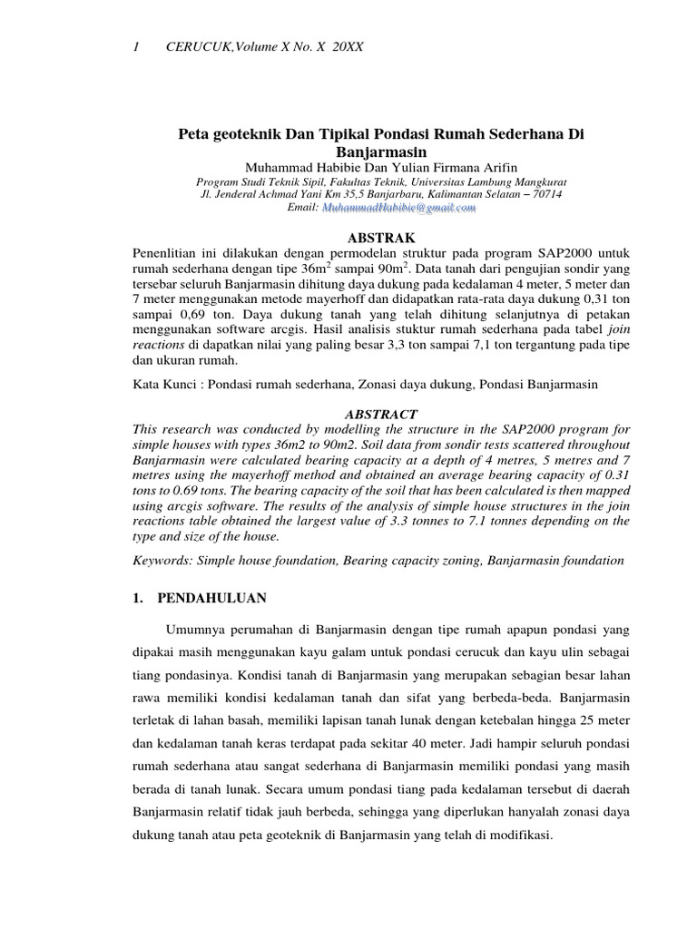 Jurnal Peta Geoteknik Dan Tipikal Pondasi Rumah Sederhana Di