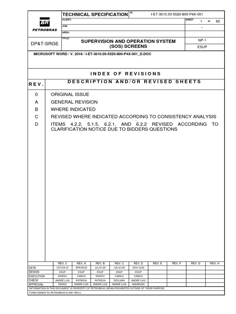 SOS Screens Technical Specification | PDF | Instrumentation | Automation
