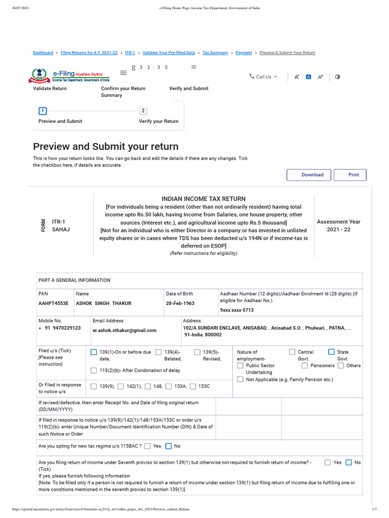 E-Filing Home Page, Income Tax Department, Government of India | PDF ...