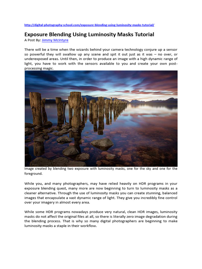 Ph- Exposure Blending Using Luminosity Mask Tutorial | PDF | Exposure ...