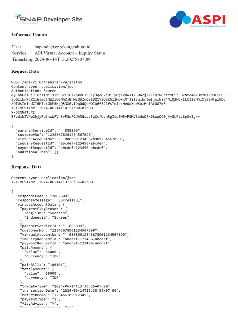 API Virtual Account - Inquiry Status (++) | PDF