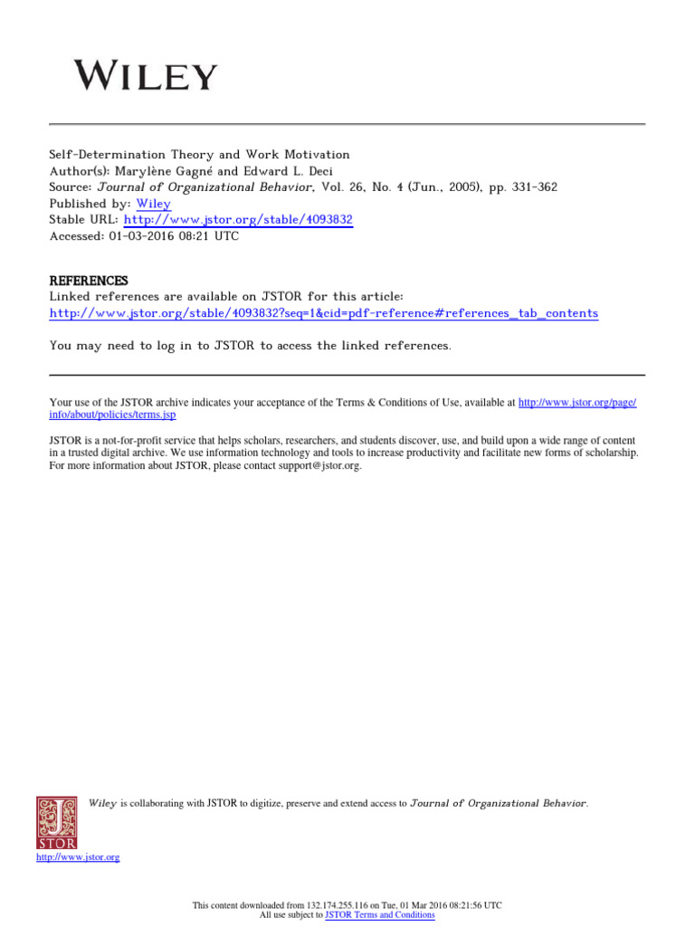 Self-Determination Theory and Work Motivation | PDF | Motivational ...
