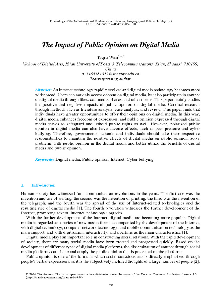 Public Opinion's Role in Digital Media | PDF | Mass Media | Media ...