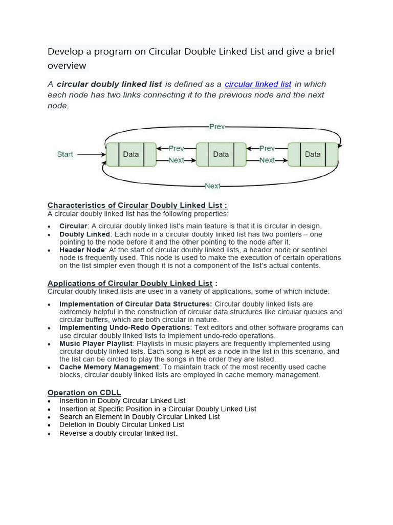 Circular Double Linked List | PDF | Data | Software Engineering