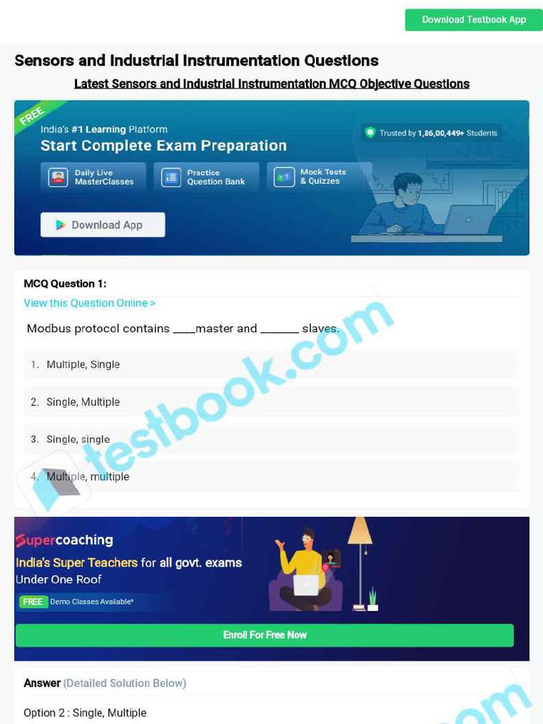 MCQ On Sensors and Industrial Instrumentation 5eea6a1139140f30f369e9ec ...
