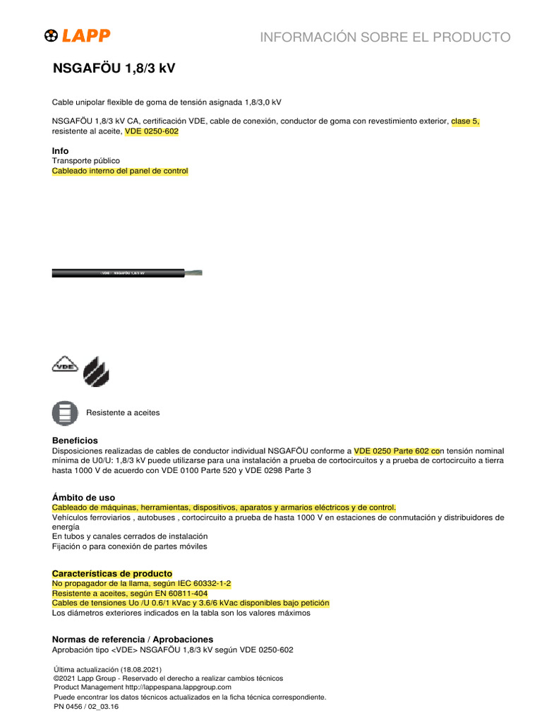 Lapp Pro113es | PDF | Cobre | Aislador (Electricidad)