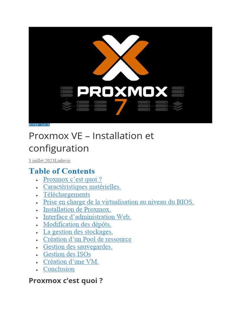 Installation et configuration de Proxmox VE | PDF | Système d ...