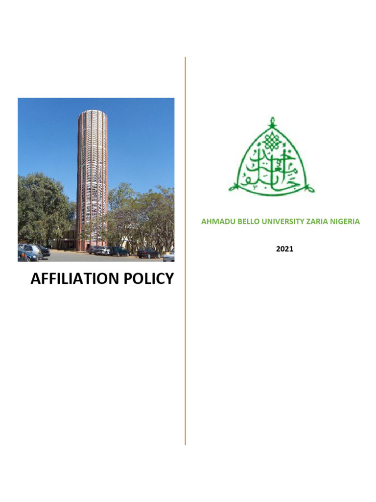 Ahmadu Bello University Affiliation Policy | PDF | Thesis ...