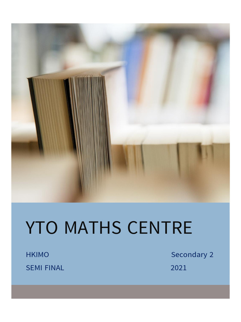 HKIMO 2021 Secondary 2 Question Paper | PDF | Mathematics | Science