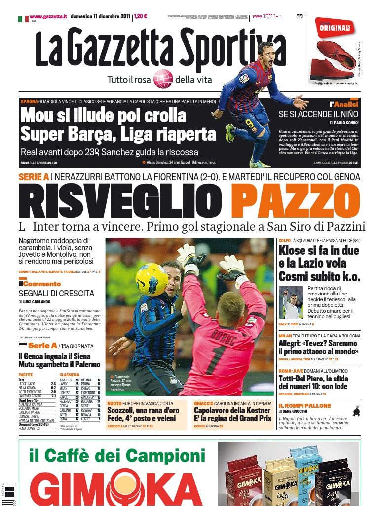 Gazzetta Dello Sport - 11/12/2011 | PDF, image size:768x1024