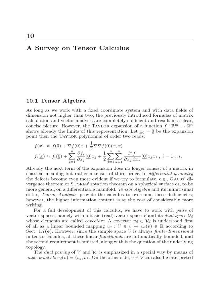 Tensor Algebra and Calculus Guide | PDF | Tensor | Vector Space