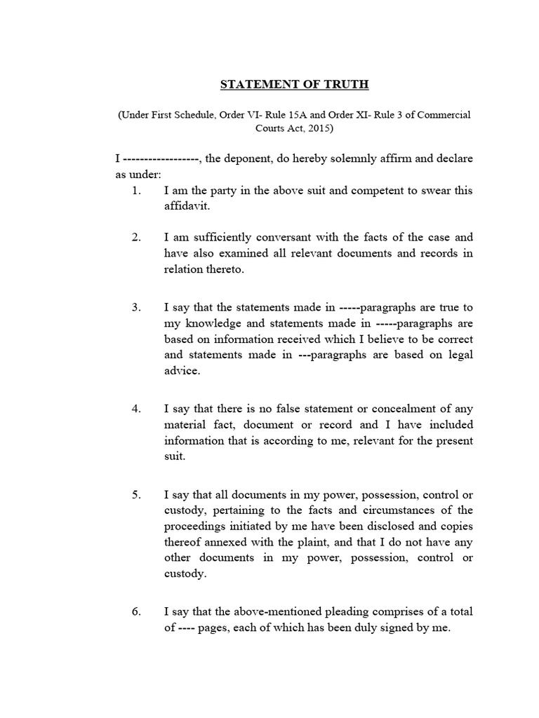Statement of Truth and Document Admissions | PDF | Lawsuit | Affidavit