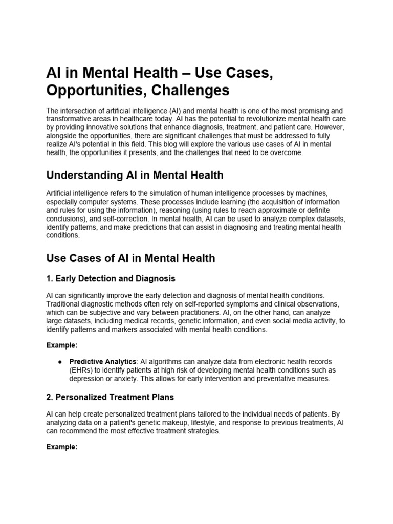 AI Transforming Mental Health Care | PDF | Intelligence (AI ...