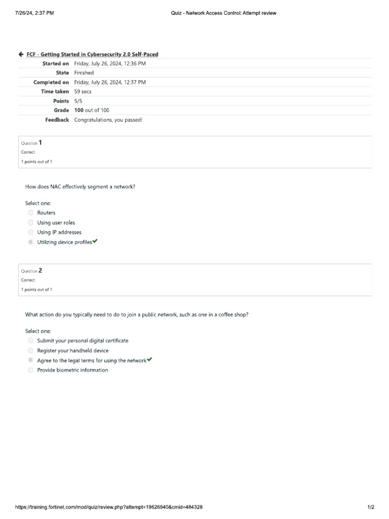 FCF - Getting Started in Cybersecurity 2.0 Self-Paced | PDF