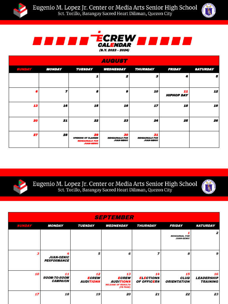 Ecrew Club Calendar | PDF | Christian Festivals And Holy Days