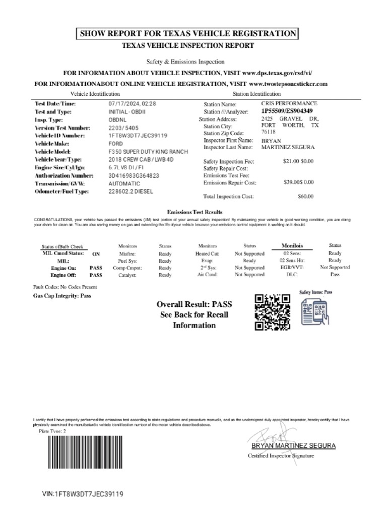 Ford F350 INSPECTION REPORT | PDF