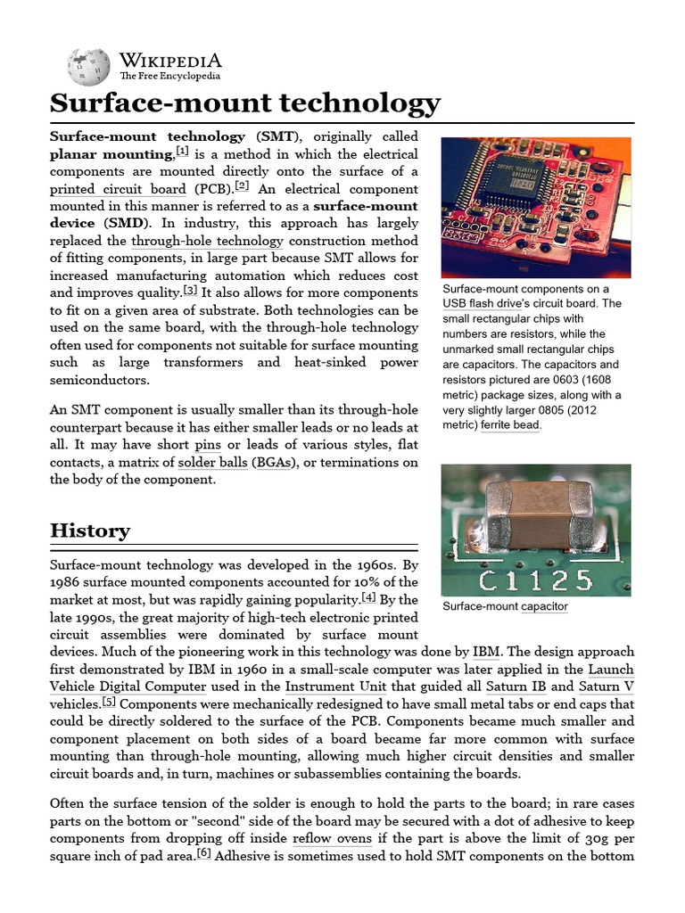 Surface-Mount Technology Overview | PDF | Capacitor | Printed Circuit Board