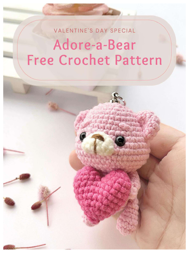 Little Pink Bear Crochet Keychain Free PDF Pattern 1 | PDF