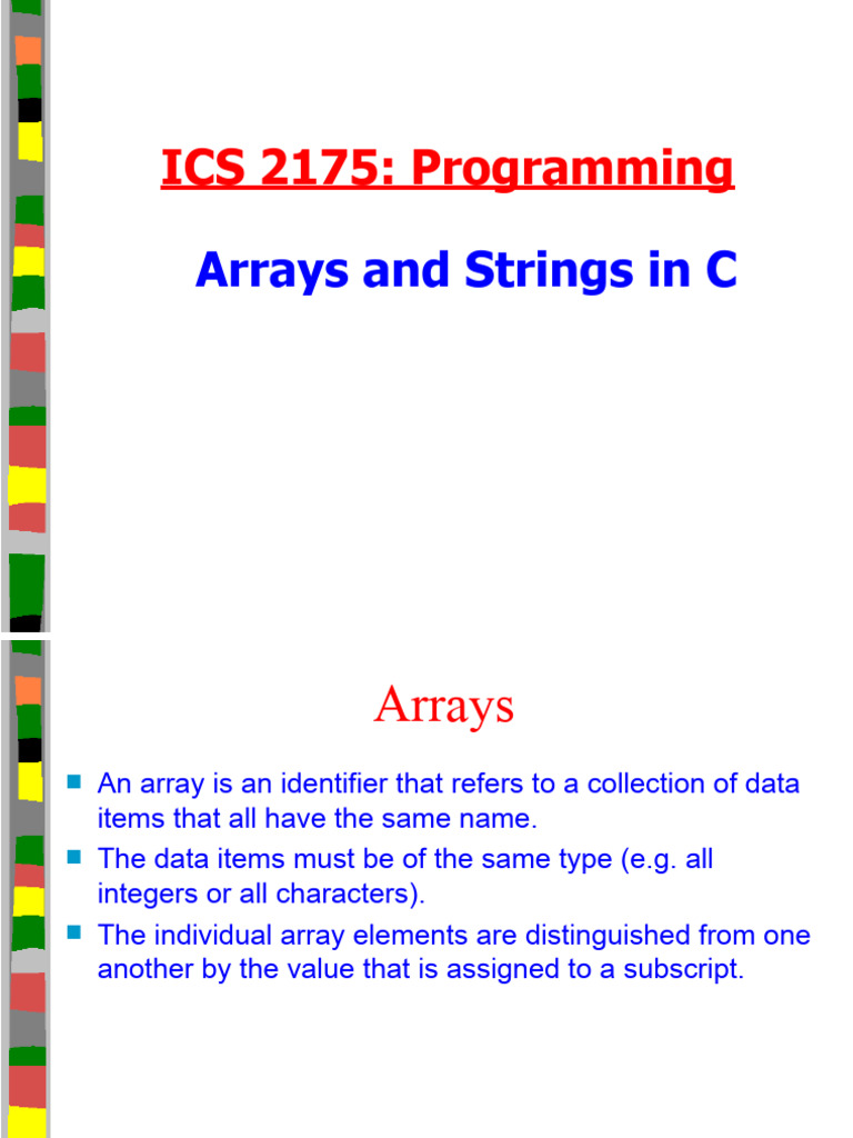 1 ICS 2175 Lecture 5 Strings and Arrays | PDF | String (Computer ...